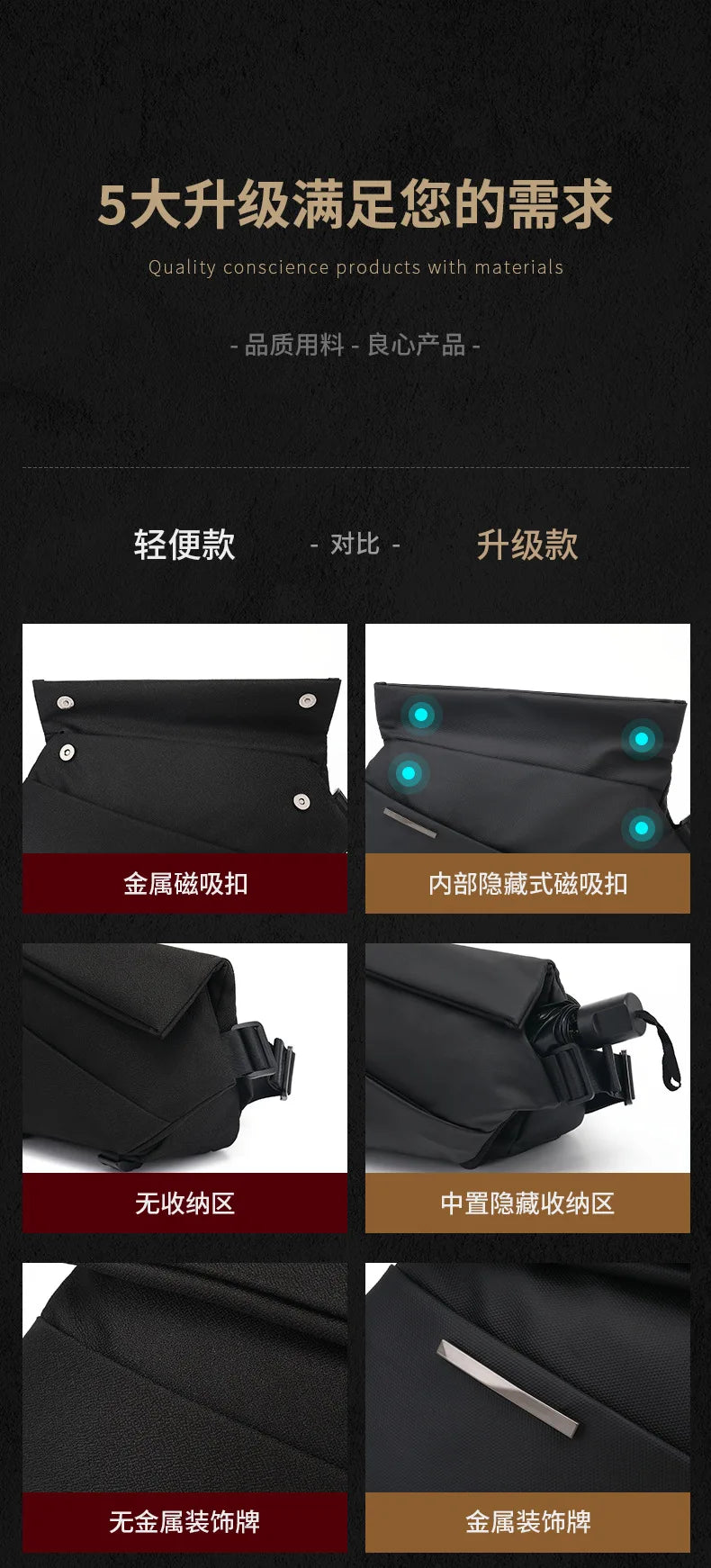 X001 Crossbody Bag Men's Bag  Work Clothes Motorcycle Backpack Functional Postman Riding Single Shoulder Bag Small Men's Bag