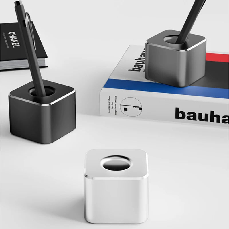 Portable Metal Pen Holder Aluminum Pen Holder with Non-Slip Pad - Versatile Desk Organizer for Bathroom & Office Supplie