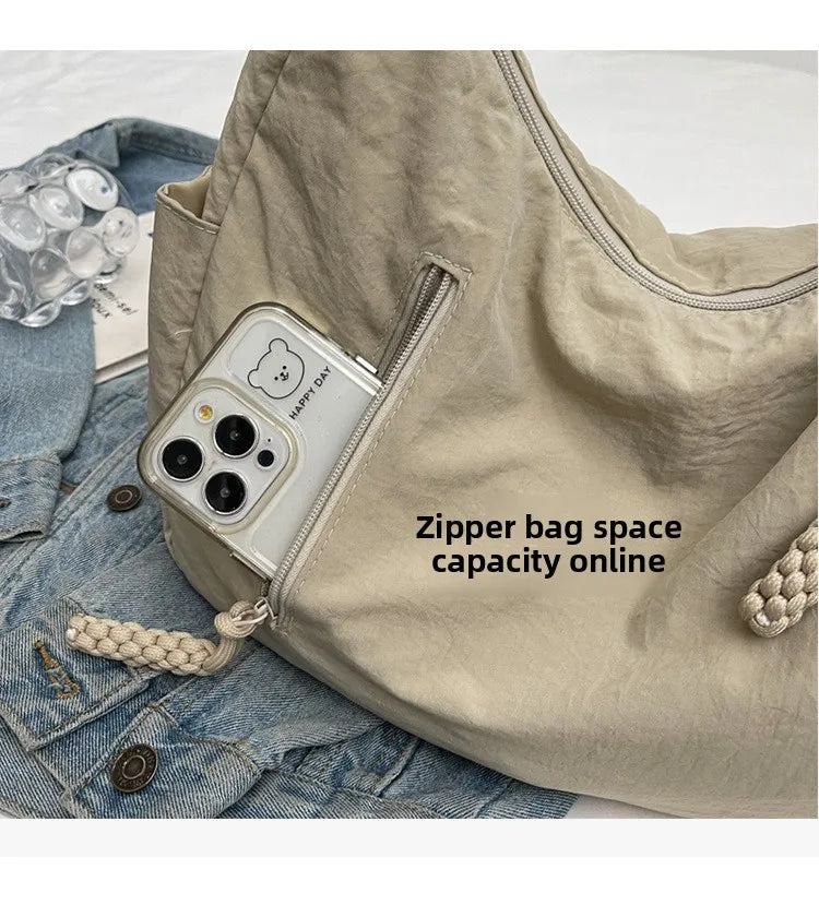 Trendy Women's Soft Cloth Shoulder Bag Solid Color Student 2026 Spring Y2k Casual Style Big Handbags Crossbody Bags for Women