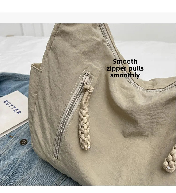 Trendy Women's Soft Cloth Shoulder Bag Solid Color Student 2026 Spring Y2k Casual Style Big Handbags Crossbody Bags for Women
