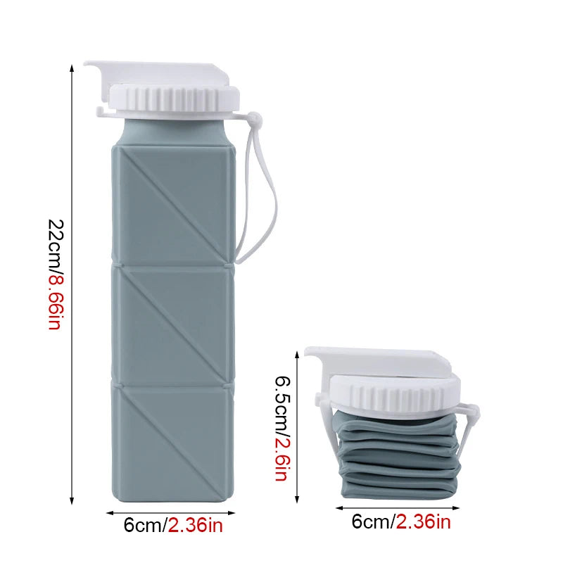 Collapsible Water Bottle with Leakproof Valve, Reusable Silicone Water Bottle for Travel, Gym, Camping, Sport