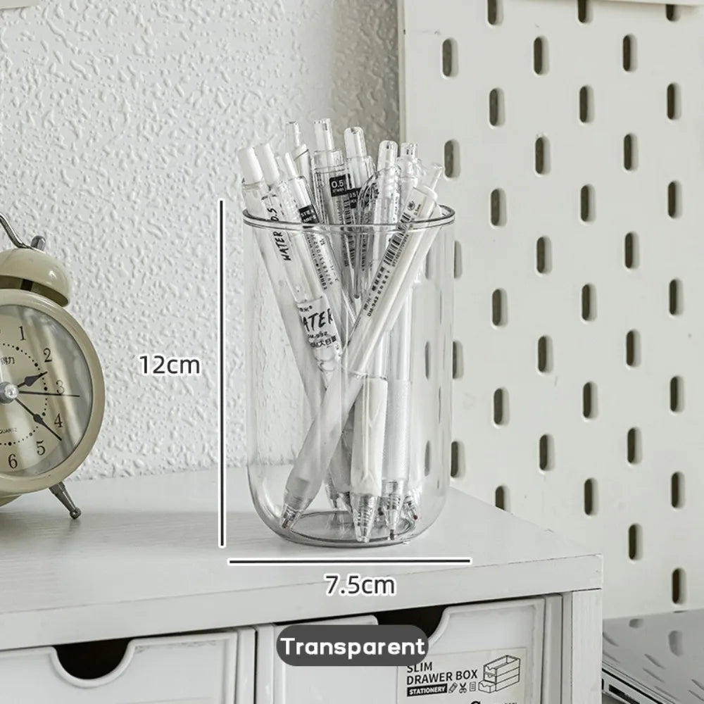 Minimalist Plastic Pen Holder Multi Functional Oval Pen Container Students Supplies Desktop Organizer School