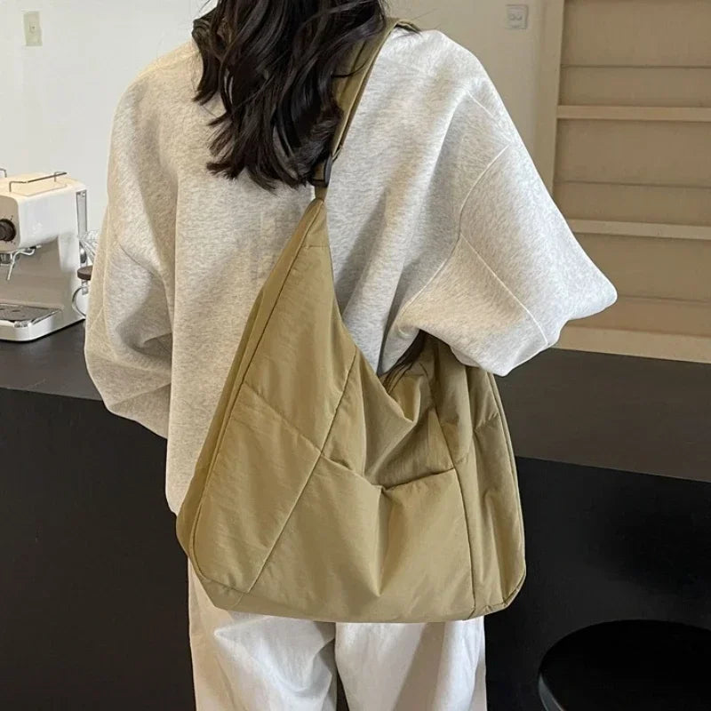 Trendy Women's Soft Cloth Shoulder Bag Solid Color Student 2026 Spring Y2k Casual Style Big Handbags Crossbody Bags for Women