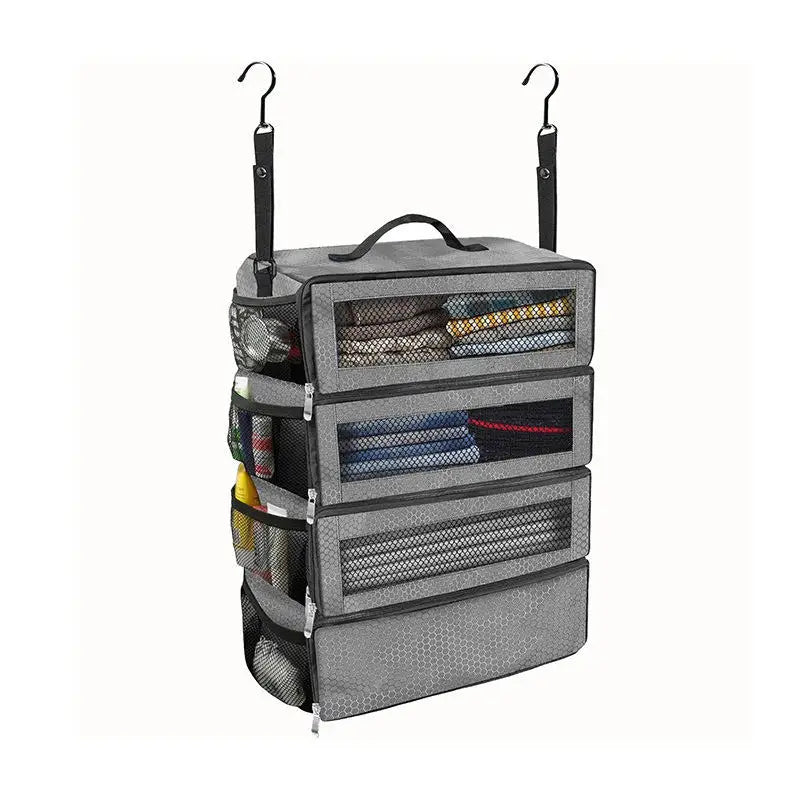 Suitcase Organizer High-capacity Travel Luggage Organizer Hanging Shelve Packing Cube Closet Collapsible Hanging Storage Bags