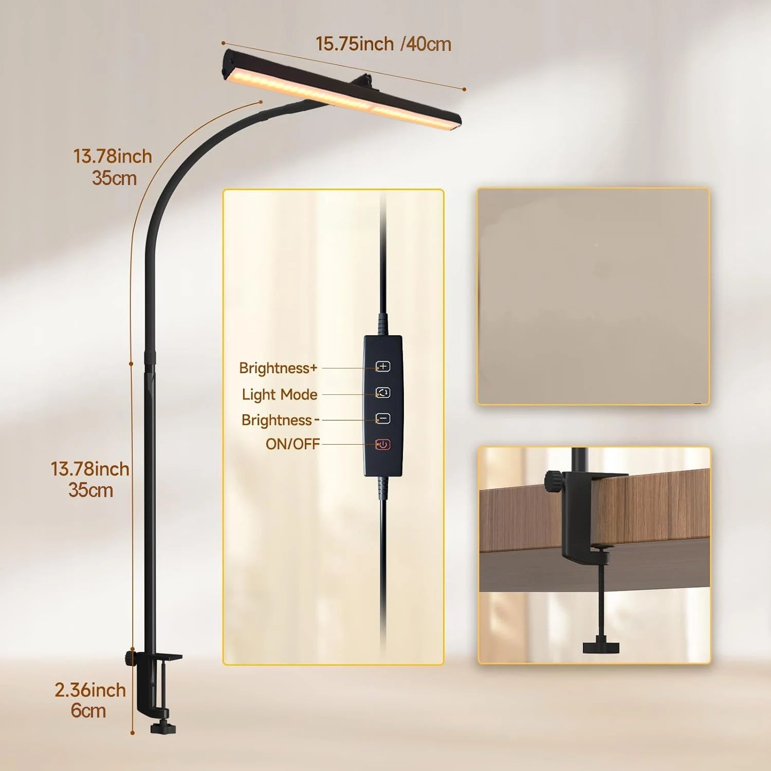 LED Desk Lamp USB Office Home Eye-Caring Architect Task Lamp 30 Lighting Modes Adjustable Flexible Gooseneck Clamp Light