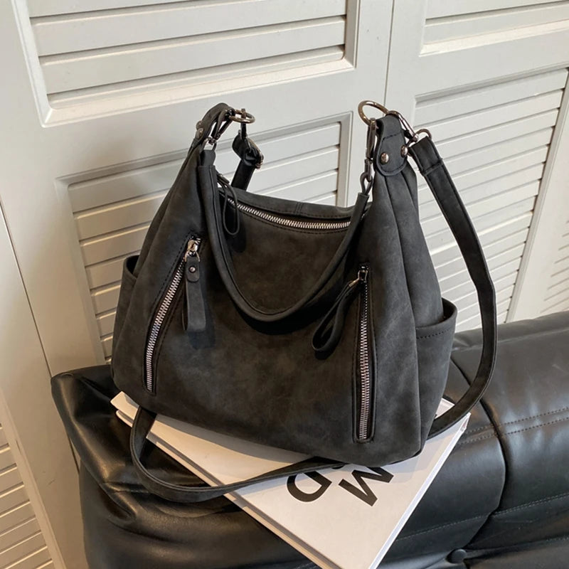 Women Crossbody Bag Luxury Designer Oblique Cross Single Shoulder Bag Large Capacity Handbags Retro Matte PU Leather Hobos