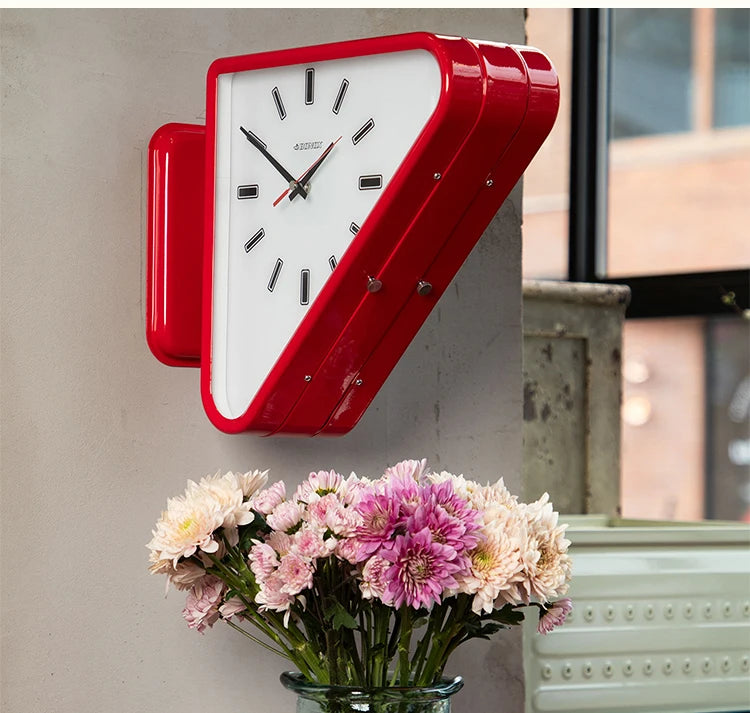 Living Room Minimalism Clocks Two-sided Wall Clocks Triangle Modern Clock Mechanism Silent Design Clock Watch for Decoration