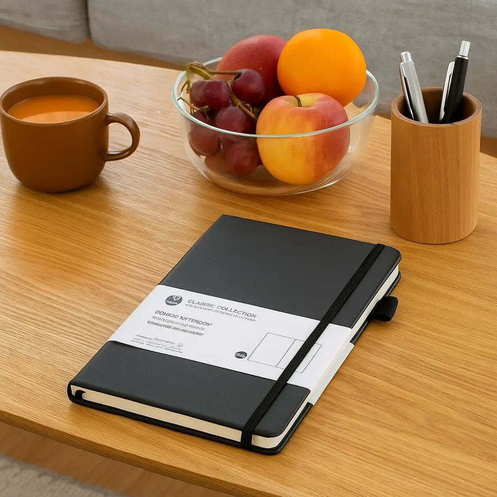 Agenda Premium A5 Notebook Tie-strap Back Pocket Journal Notebook Bookmark Ribbon Pocket Notepad Office