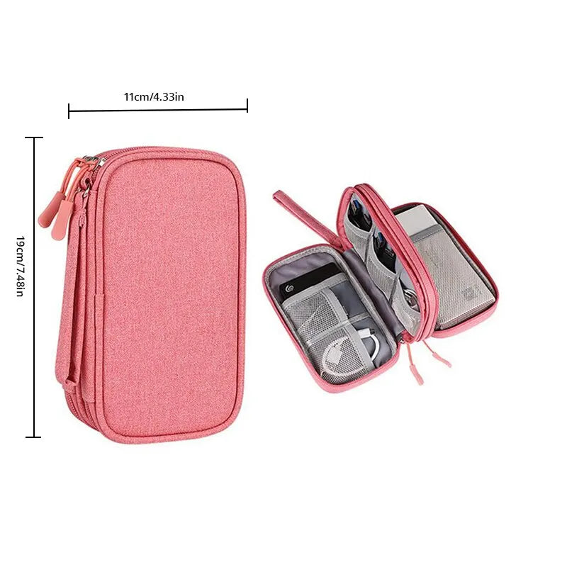 Travel Organizer Bag Cable Storage Organizer Pouch Carry Case Portable Waterproof Double Layers Storage Bags Cable Cord Charger