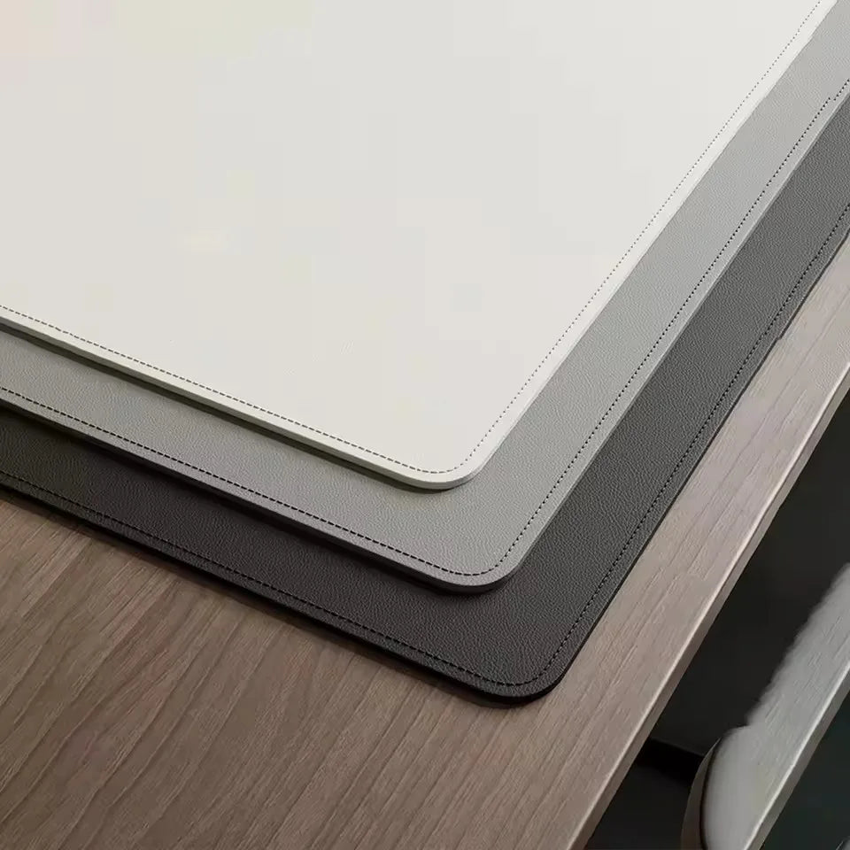Leather Desk Pad Protector, Large Desktop Mat, Office Desk Mat, Non-Slip PU Leather with Stitched Edges Desk Blotter, Mouse Pads