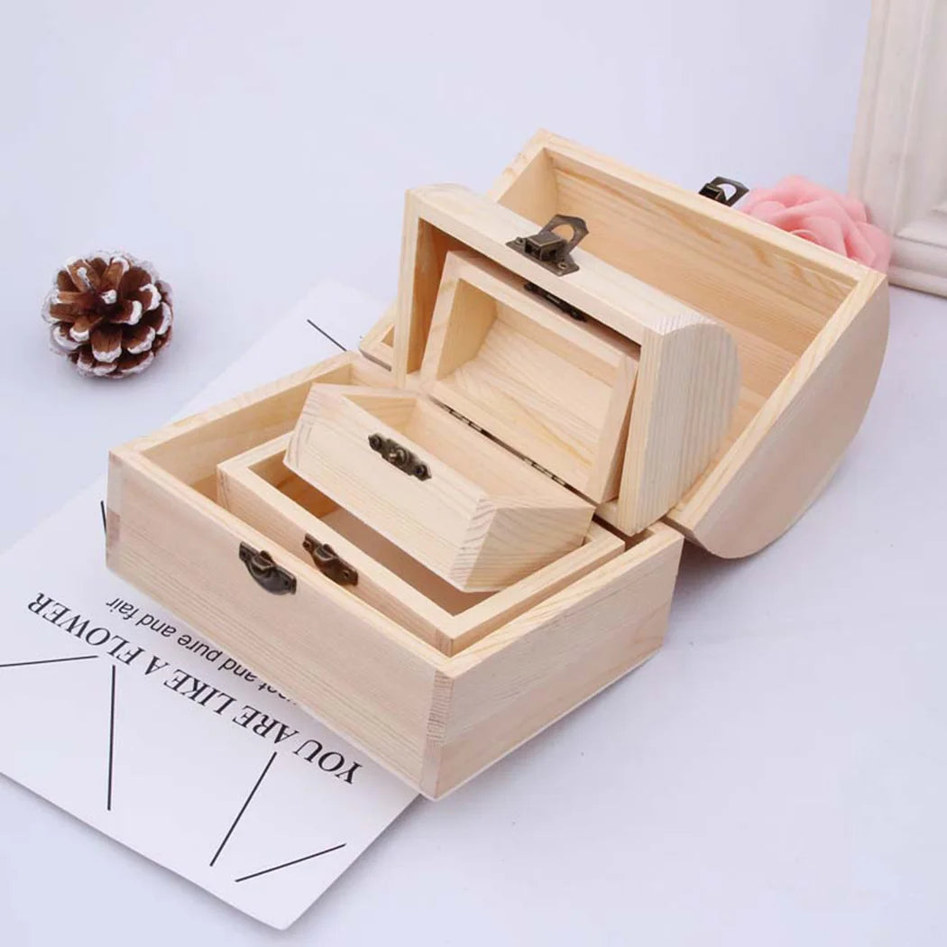 Decorate Wooden box Trinket Jewellery Keepsake Pine Plain Storage Wedding Wooden Arched Hinged Boxes Practical