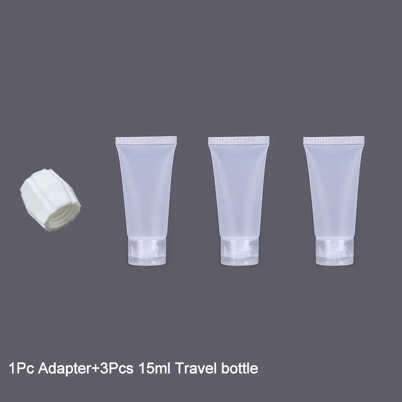 3Pcs Travel Bottles+ Adapters,Leak-Proof Toiletry Set For Travel, Portable 15/30/50ml Refillable Bottle Carry-On Empty Bottle