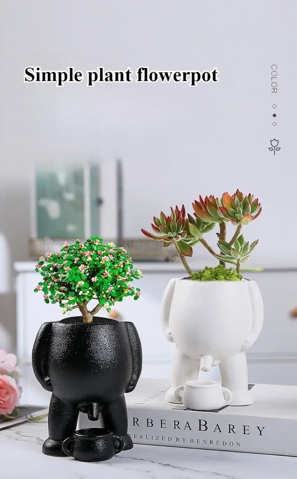 Succulent Ceramic Flowerpot Light Luxury Flowerpot Manufacturing Human Creative Flowerpot Desktop Simple Decorative Flowerpot