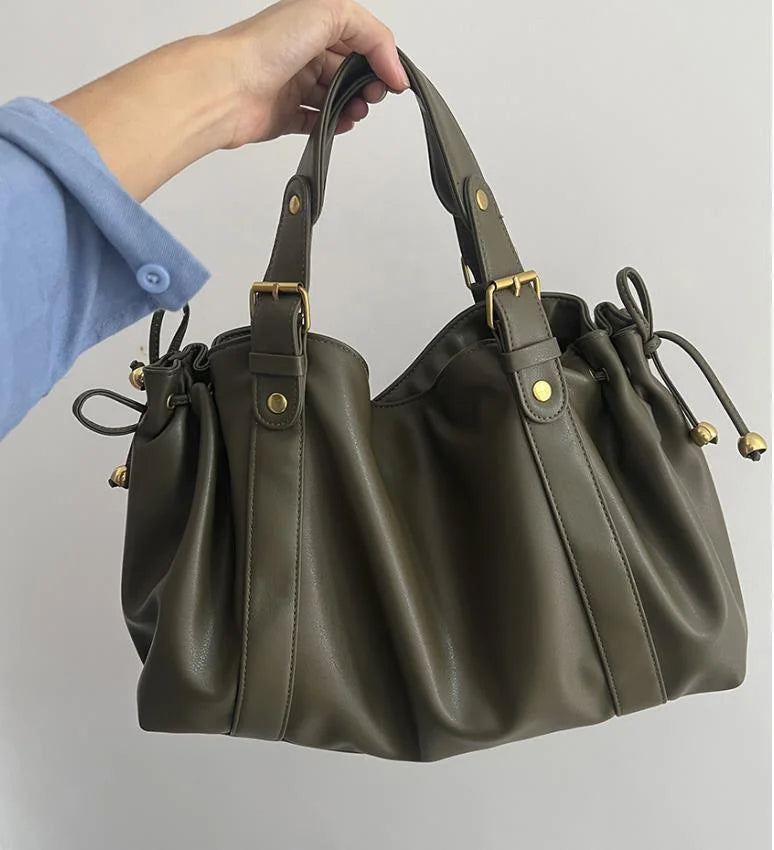 Women's Crossbody Simple Handbag Commuter Shoulder Boston Bag Stylish Versatile Work Bag Soft Polyester Interior