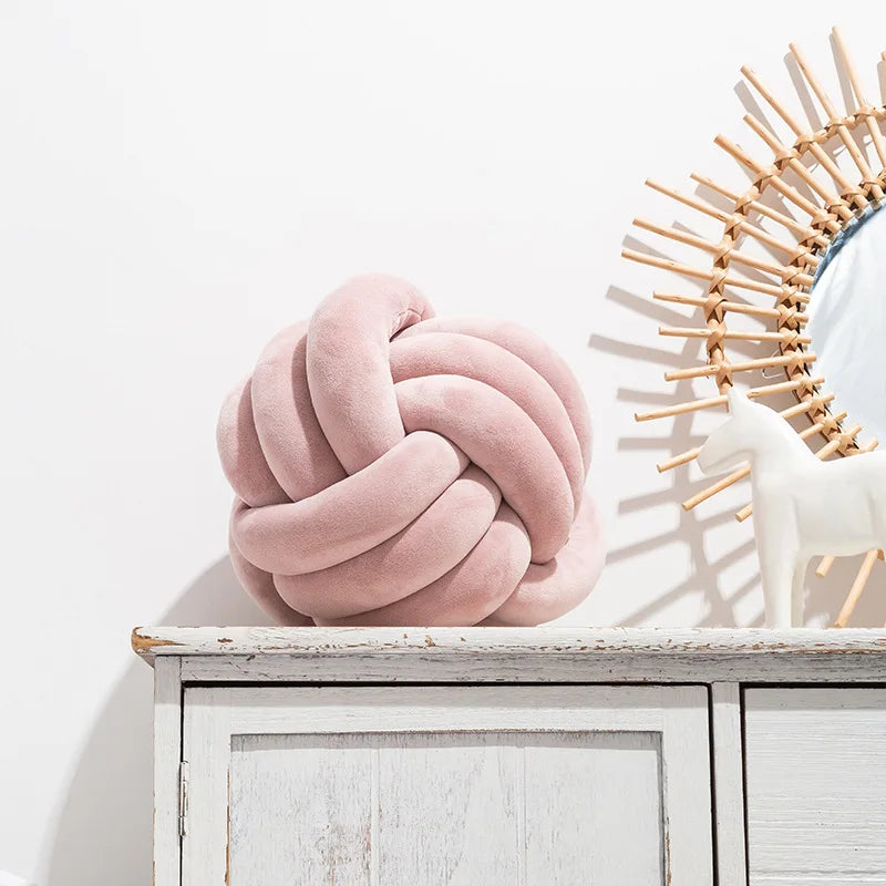 Knot Pillow Ball Round Throw Pillows Home Decor Cushion Decorative Aesthetic Handmade Throw Pillows Khaki Cream Pink White Black