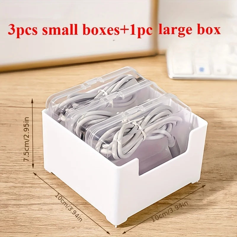 Cable Organizer Boxes -Desktop Cable Management,Charging Cable and Accessories Organizer, Desk&Drawer Organizer for Home Storage