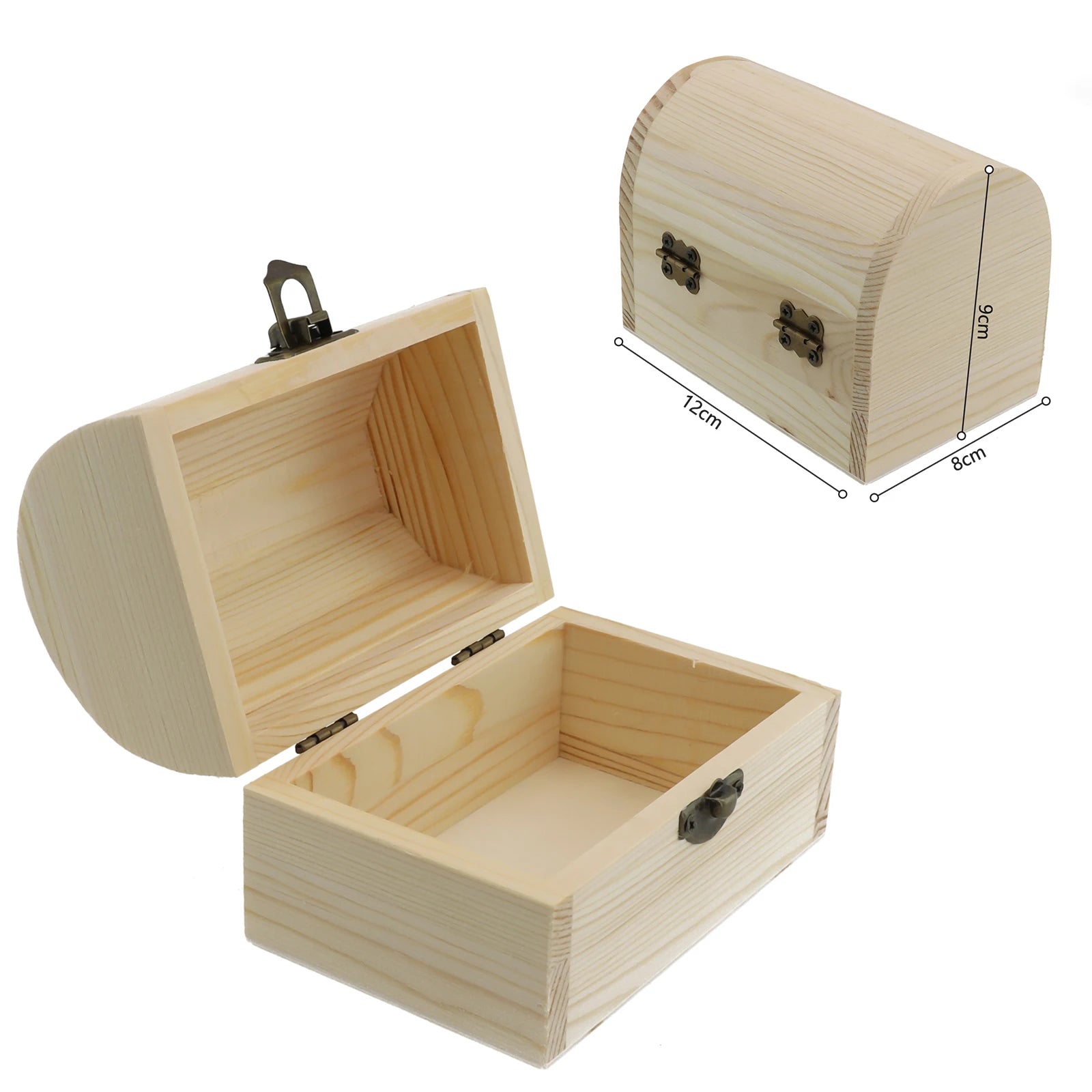 Decorate Wooden box Trinket Jewellery Keepsake Pine Plain Storage Wedding Wooden Arched Hinged Boxes Practical