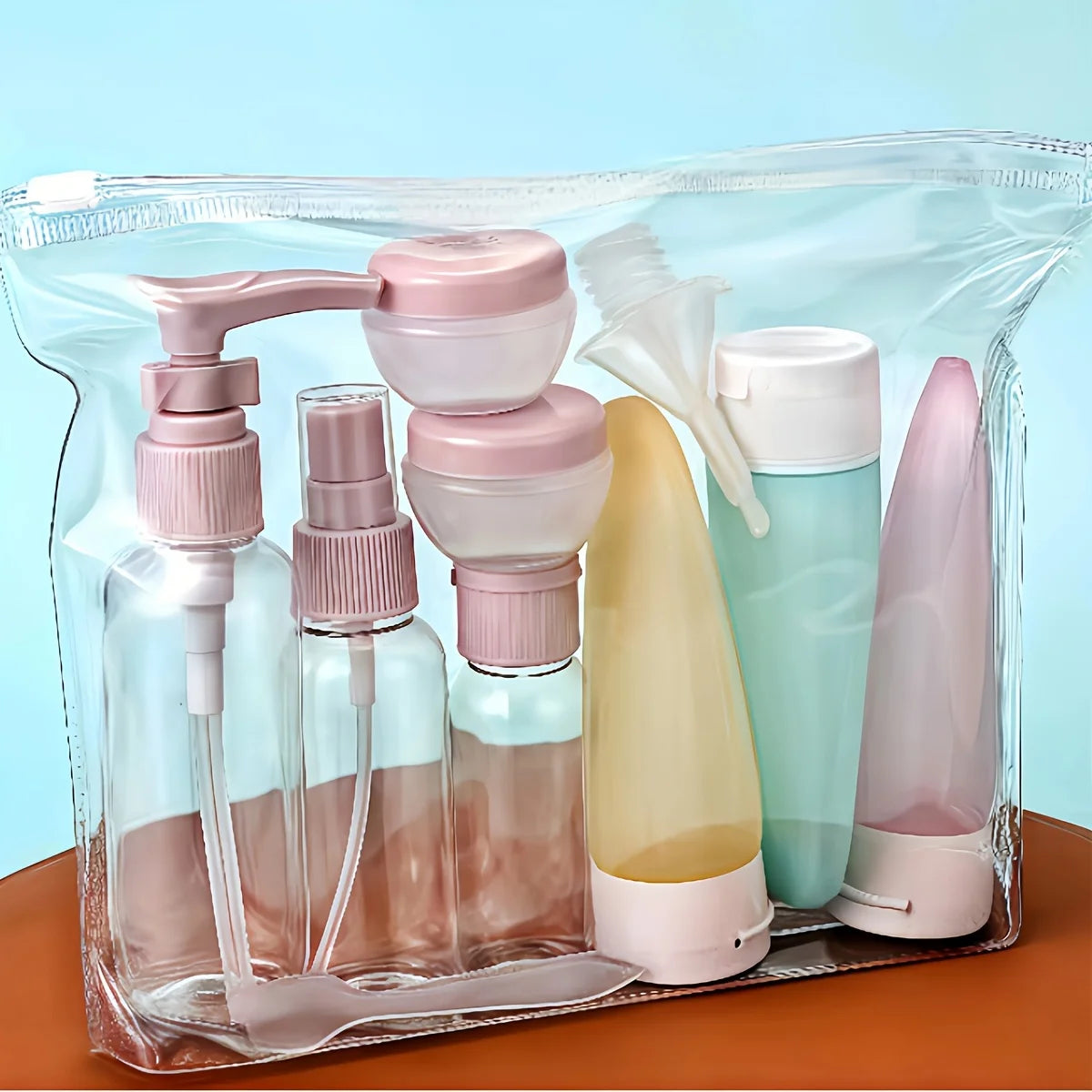 Travel Bottles for Toiletries,Approved Travel Size Toiletries Containers, Travel Bottles Set with Labels Leakproof Squeezable Re