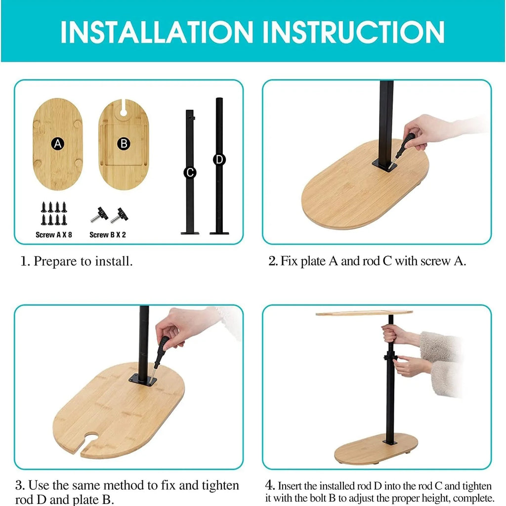 Wooden Bathtub Side Tray,Bamboo Bathtub Tray Table,Height Adjustable Freestanding Bath Caddy Tray Bathtub Side Table Home Spa