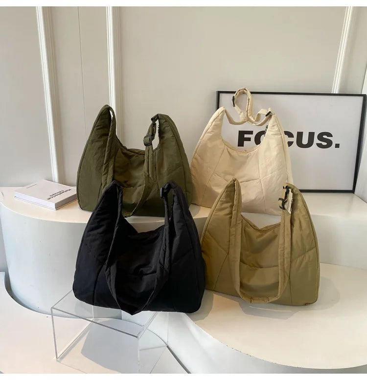 Trendy Women's Soft Cloth Shoulder Bag Solid Color Student 2026 Spring Y2k Casual Style Big Handbags Crossbody Bags for Women