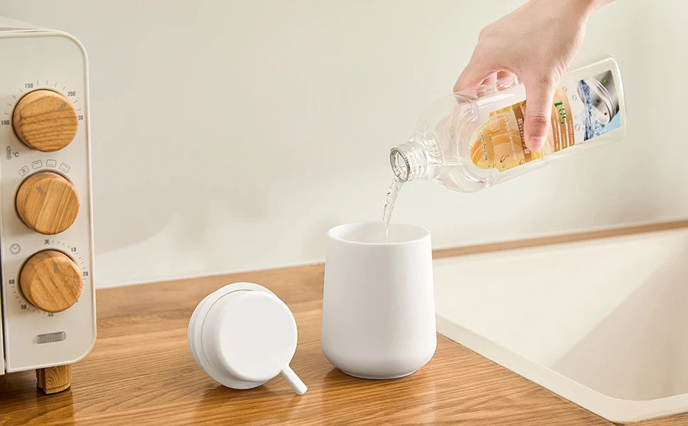 Matte Black Liquid Hand Soap Dispenser Plastic 11oz - Modern Minimalist Style for Bathroom & Kitchen Countertop Refillable