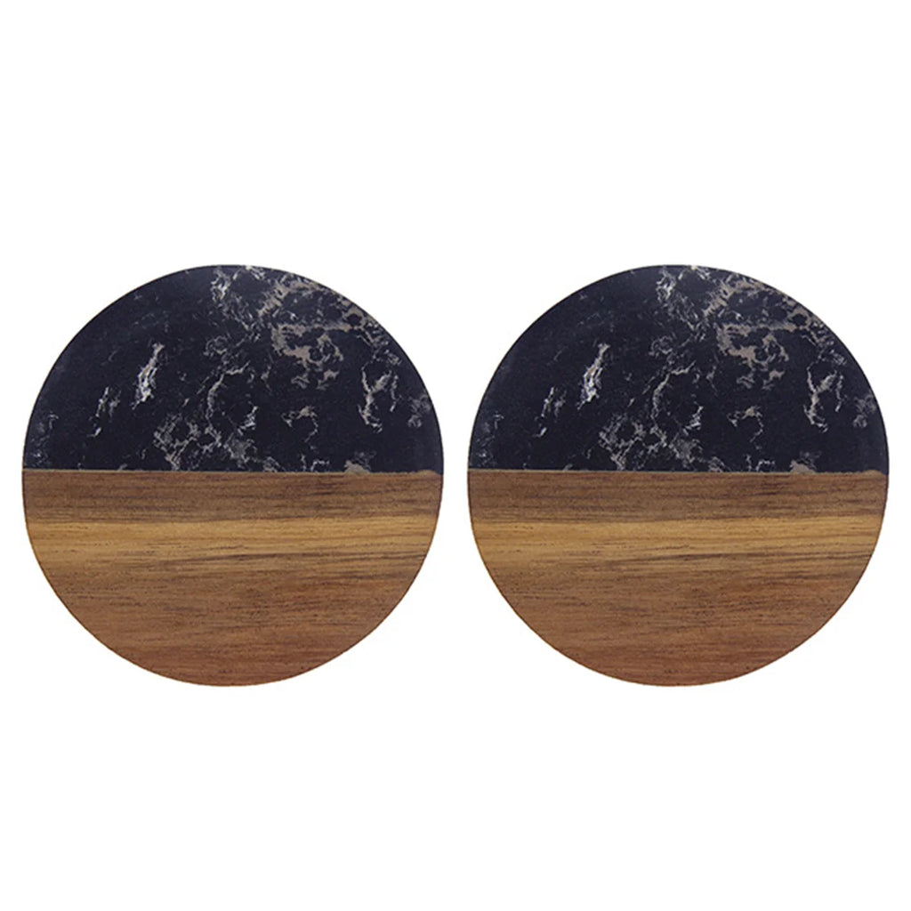 Stylish Wooden and Marble Coaster Set, Elegant Design for Coffee Tables, Durable, Perfect for Protecting Your Furniture