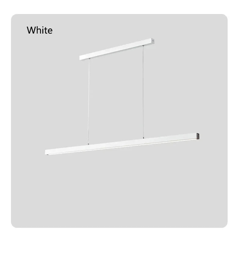 Nordic Minimalist Dining Table Pendant Lamp Modern Kitchen Bar Chandelier Black White Office Long Strip Hanging Light Fixture