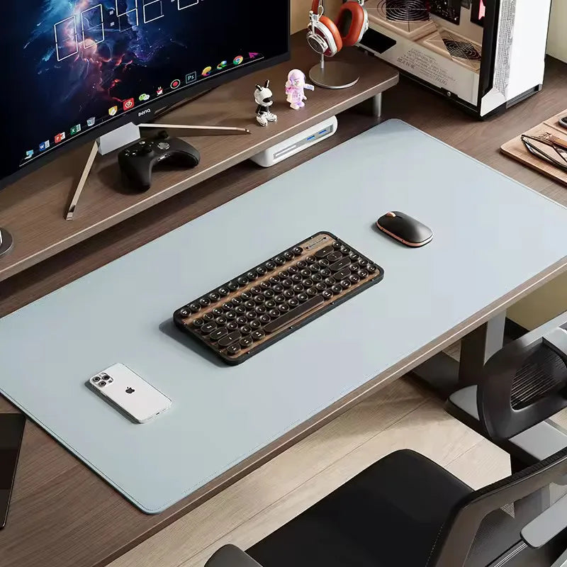 Leather Desk Pad Protector, Large Desktop Mat, Office Desk Mat, Non-Slip PU Leather with Stitched Edges Desk Blotter, Mouse Pads