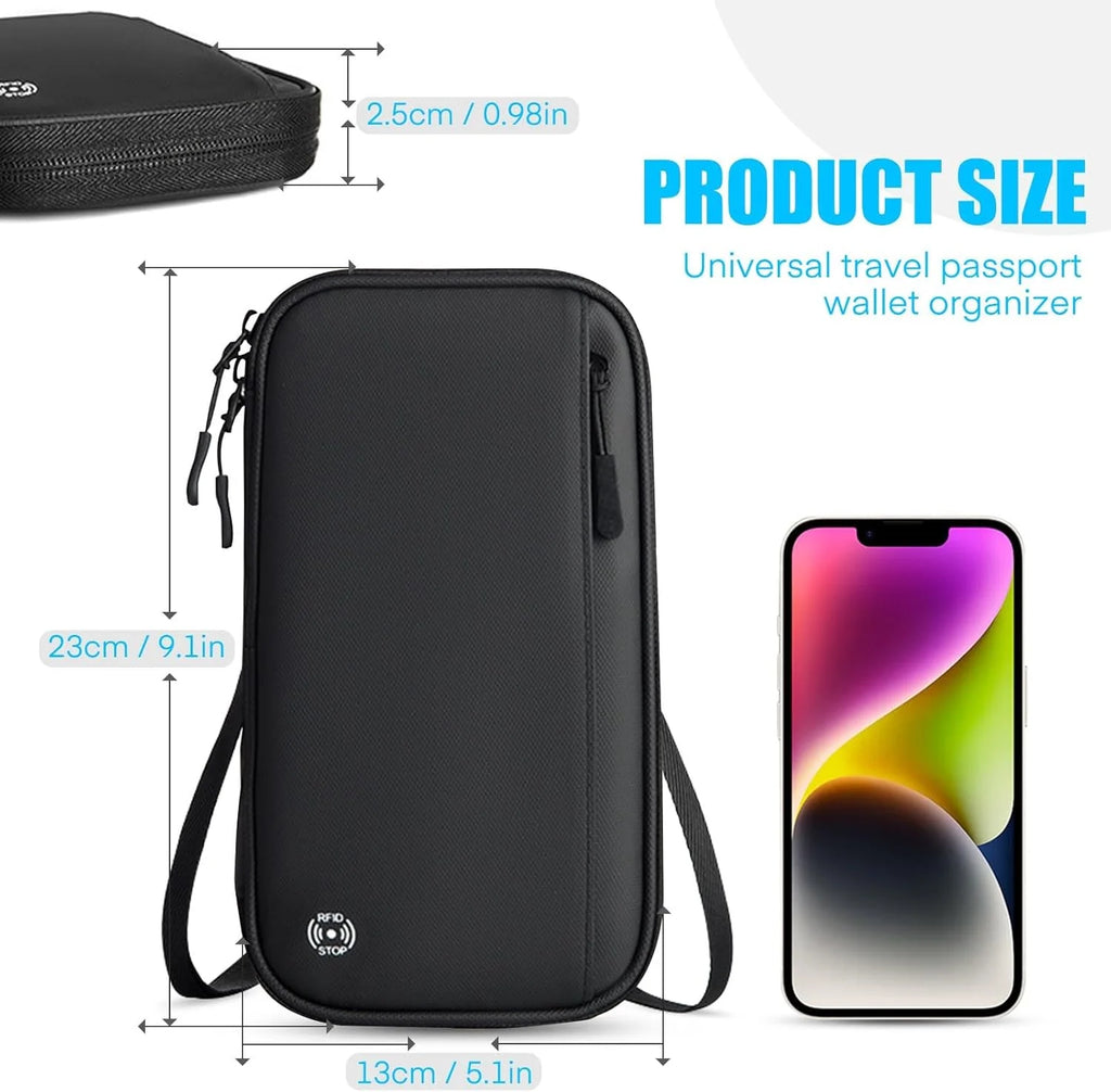Travel Document Organizer Passport Holder Bag Waterproof Passport Holder with RFID Blocking Passport Wallet Pocket Family Trip