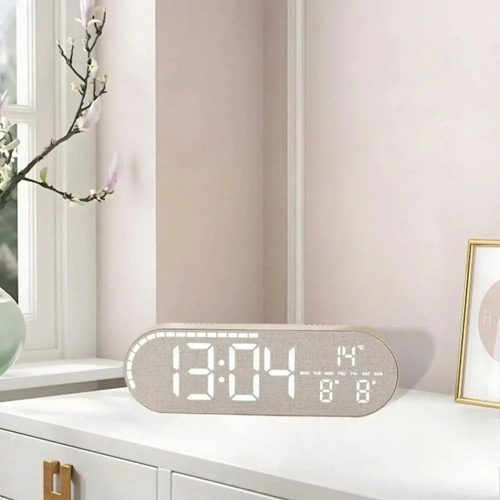 Minimalist Design Digital Wall Clock Silent Operation Nordic Style Alarm Clock Temperature Date Display Hanging Mount