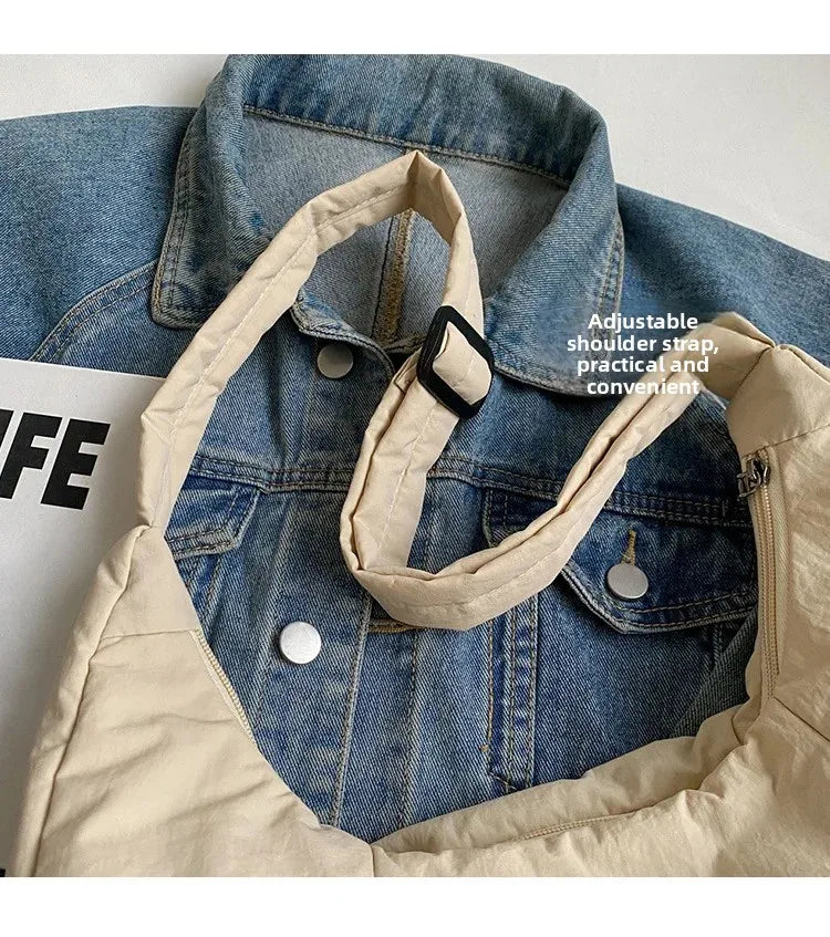 Trendy Women's Soft Cloth Shoulder Bag Solid Color Student 2026 Spring Y2k Casual Style Big Handbags Crossbody Bags for Women