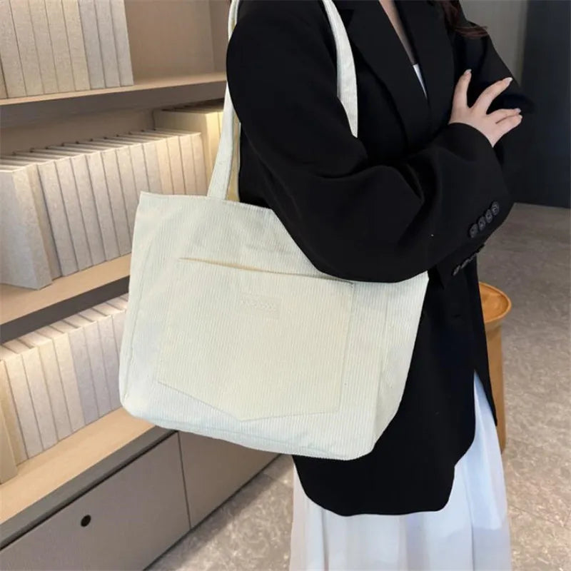 Women's Corduroy Shoulder Tote Bag, Casual Large Capacity Fashion Handbag for Going Out, Purses and Handbags Designer Bag
