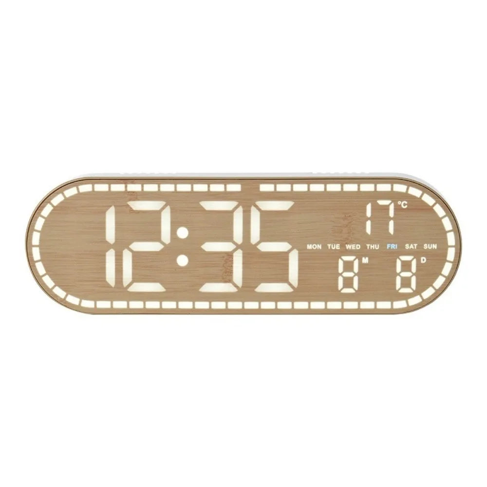 Minimalist Design Digital Wall Clock Silent Operation Nordic Style Alarm Clock Temperature Date Display Hanging Mount