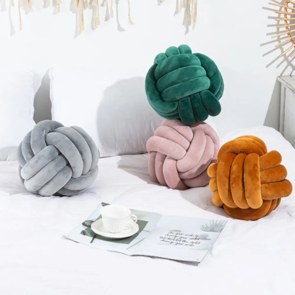 Knot Pillow Ball Round Throw Pillows Home Decor Cushion Decorative Aesthetic Handmade Throw Pillows Khaki Cream Pink White Black