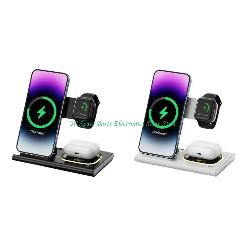 SZ Highly Speed 15W Wireless Charging Pad, 3 in 1 Design Wireless Charging Station for Efficient Phone Charging