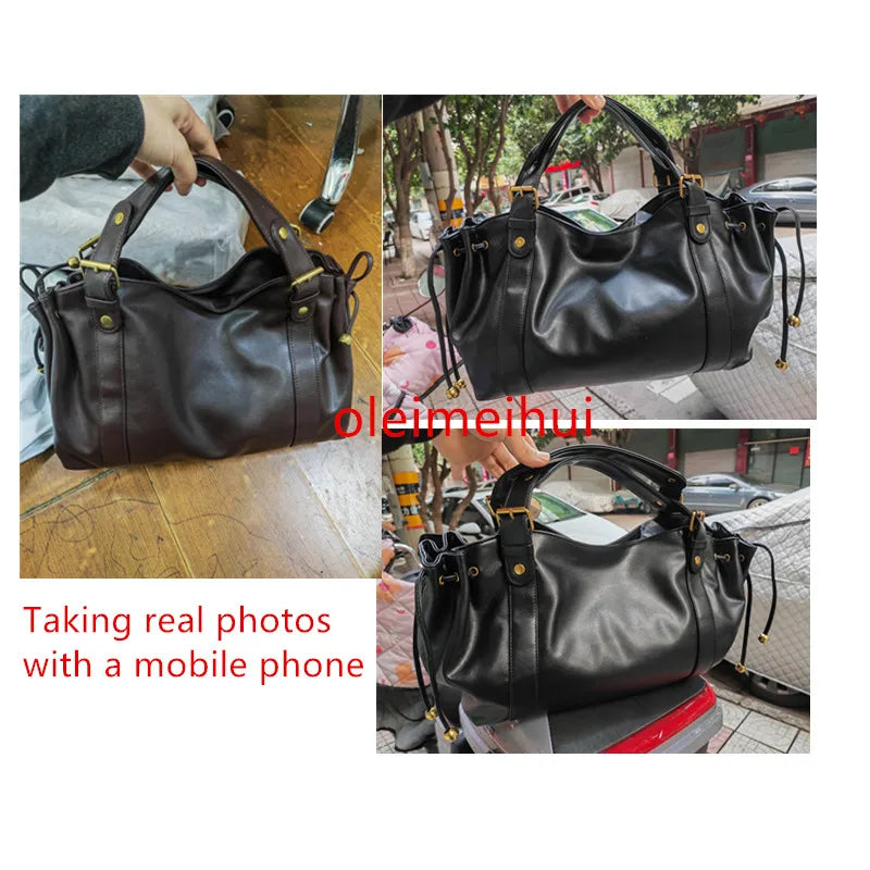 Women's Crossbody Simple Handbag Commuter Shoulder Boston Bag Stylish Versatile Work Bag Soft Polyester Interior