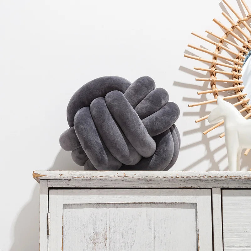 Knot Pillow Ball Round Throw Pillows Home Decor Cushion Decorative Aesthetic Handmade Throw Pillows Khaki Cream Pink White Black