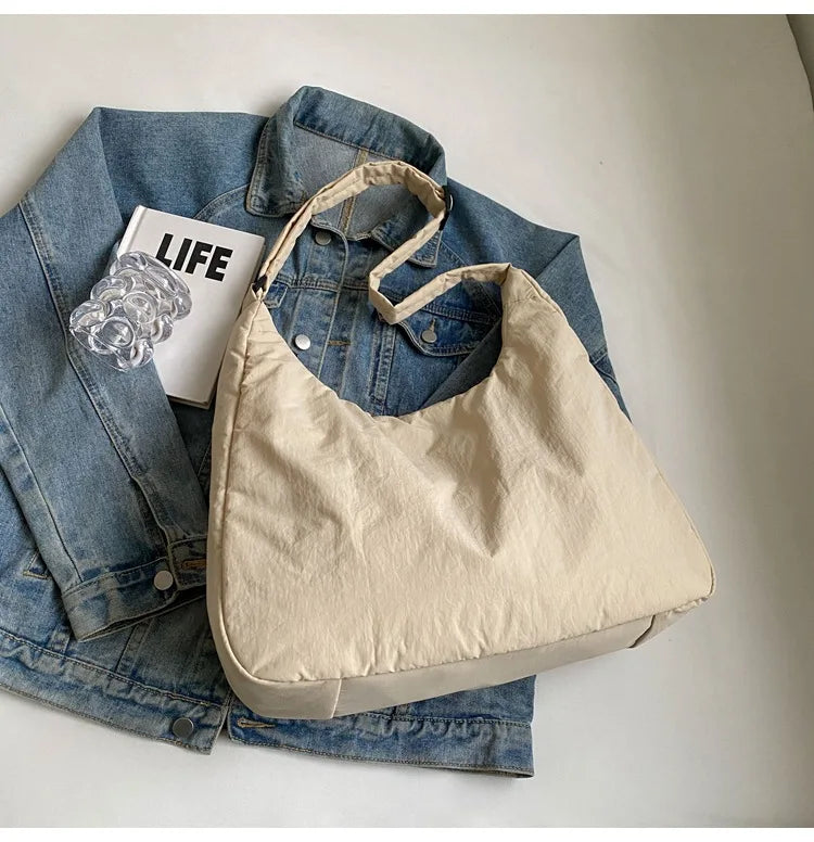 Trendy Women's Soft Cloth Shoulder Bag Solid Color Student 2026 Spring Y2k Casual Style Big Handbags Crossbody Bags for Women