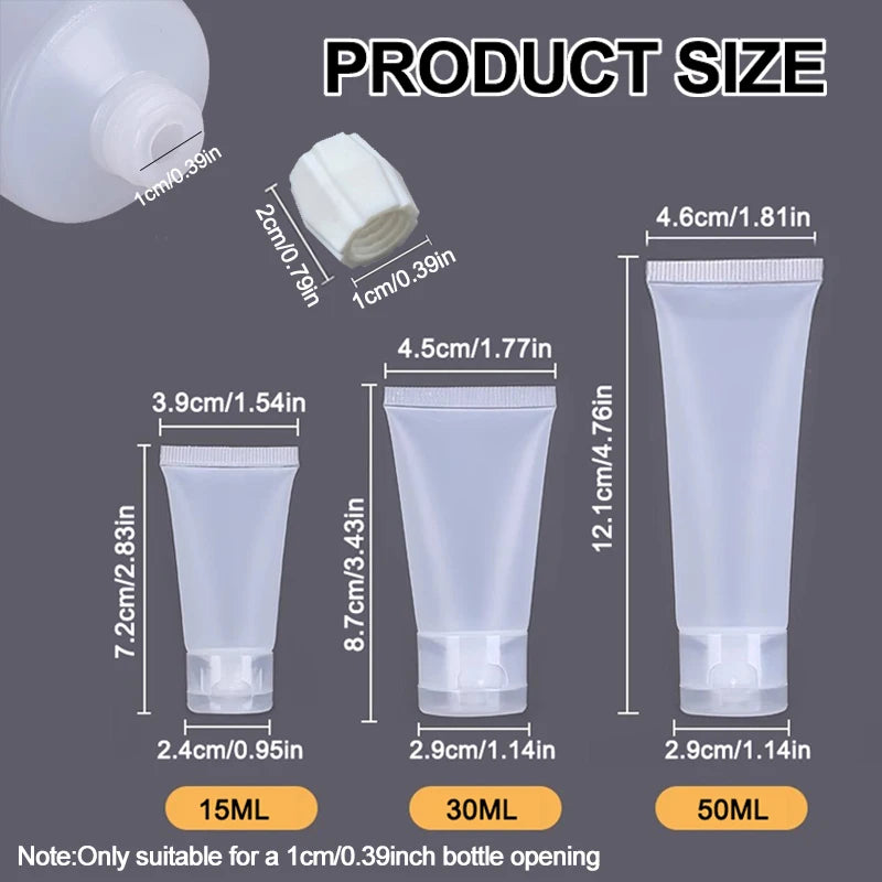 3Pcs Travel Bottles+ Adapters,Leak-Proof Toiletry Set For Travel, Portable 15/30/50ml Refillable Bottle Carry-On Empty Bottle