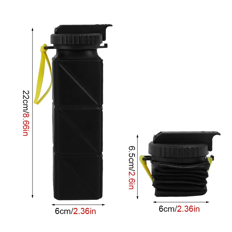 Collapsible Water Bottle with Leakproof Valve, Reusable Silicone Water Bottle for Travel, Gym, Camping, Sport