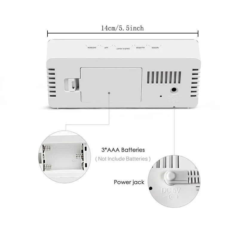 Digital Alarm Clock LED Electronic Desktop Clock with Temperature for Bedroom Home Office Teens Kids