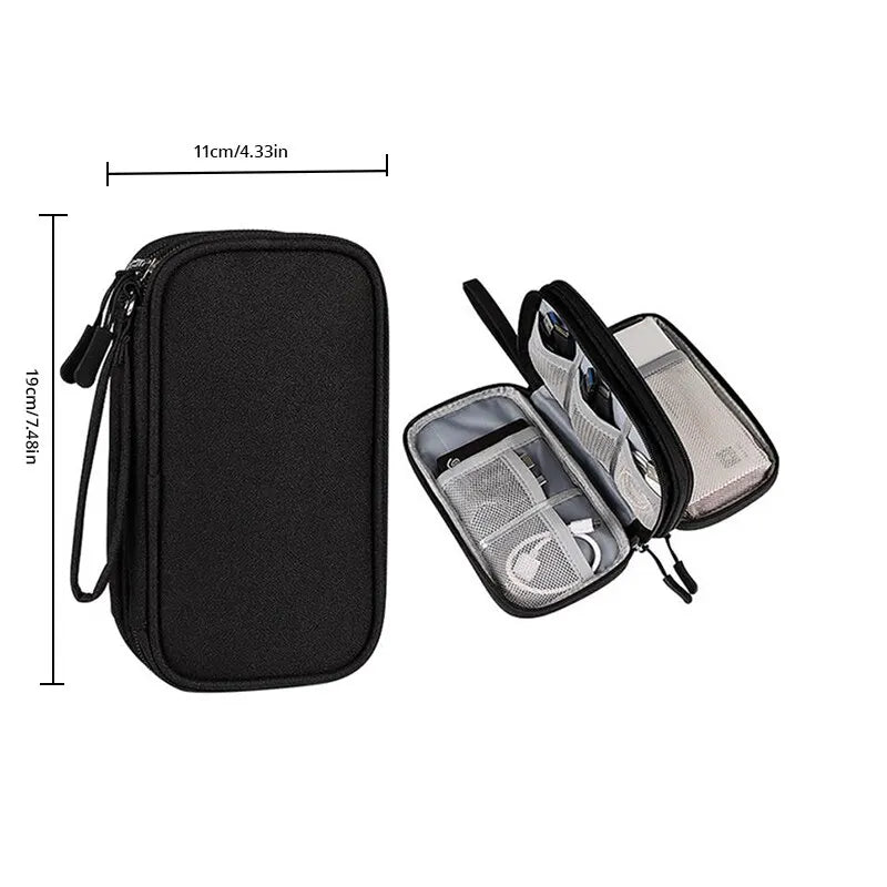 Travel Organizer Bag Cable Storage Organizer Pouch Carry Case Portable Waterproof Double Layers Storage Bags Cable Cord Charger