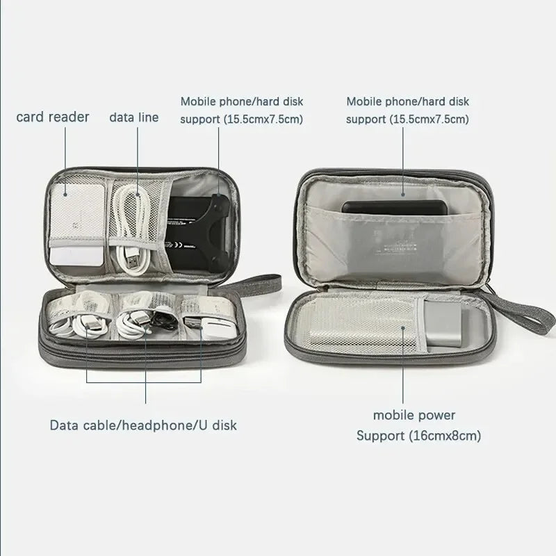 Travel Organizer Bag Cable Storage Organizers Pouch Carry Case Portable Flat waterproof digital double-layer storage bag