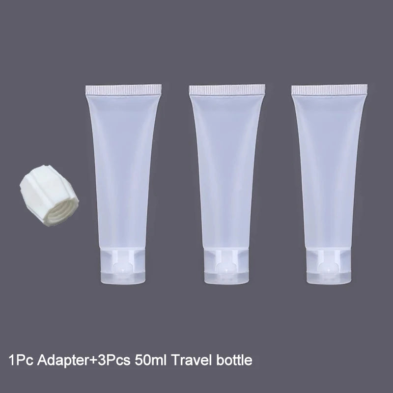 3Pcs Travel Bottles+ Adapters,Leak-Proof Toiletry Set For Travel, Portable 15/30/50ml Refillable Bottle Carry-On Empty Bottle