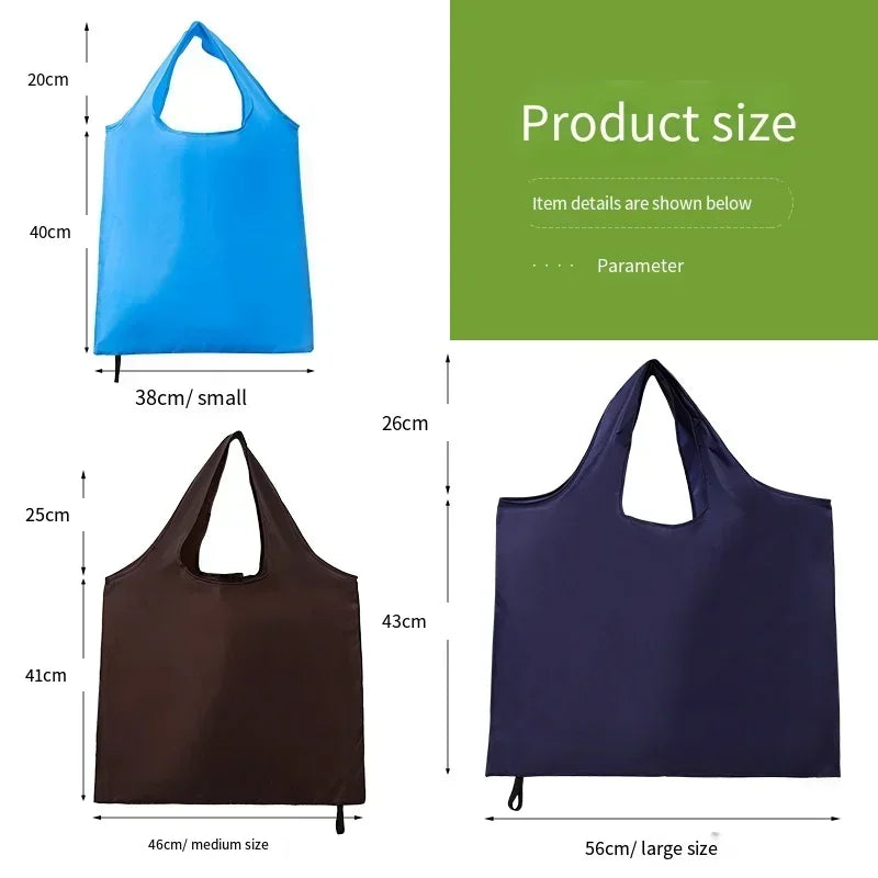 Foldable Shopping Bag Reusable Travel Grocery Bag Eco-Friendly One Shoulder Handbag for Travel Solid Color Supermarket Tote Bag