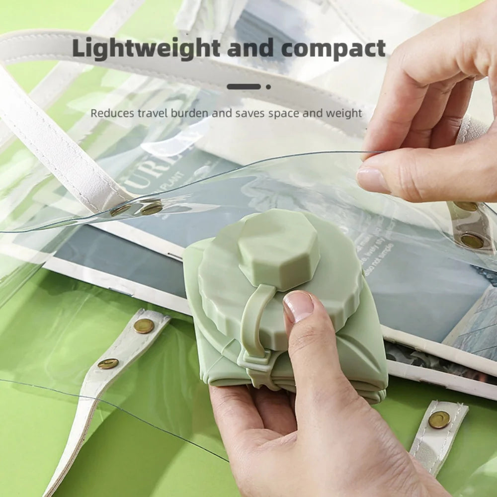 600ml Silicone Folding Bottle Adult Portable Reusable Plastic Cups Outdoor Travel Gym Water Bottle Motivational Drinking Bottle