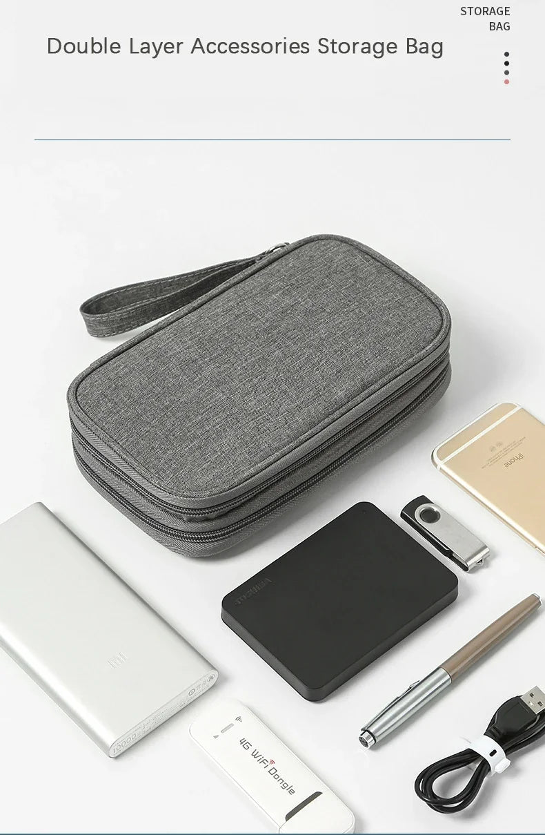 Travel Organizer Bag Cable Storage Organizers Pouch Carry Case Portable Flat waterproof digital double-layer storage bag