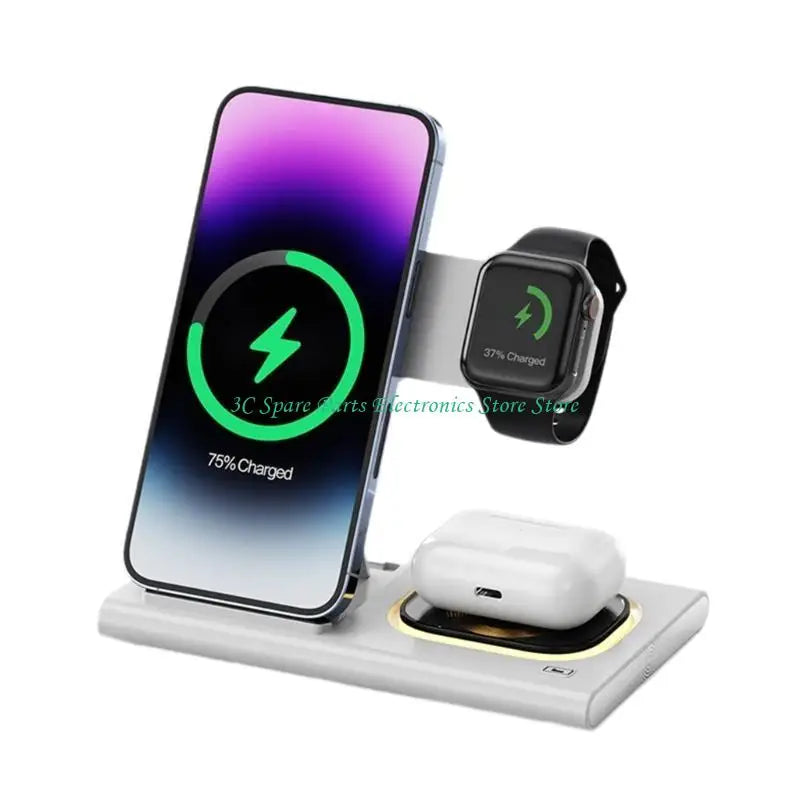 SZ Highly Speed 15W Wireless Charging Pad, 3 in 1 Design Wireless Charging Station for Efficient Phone Charging