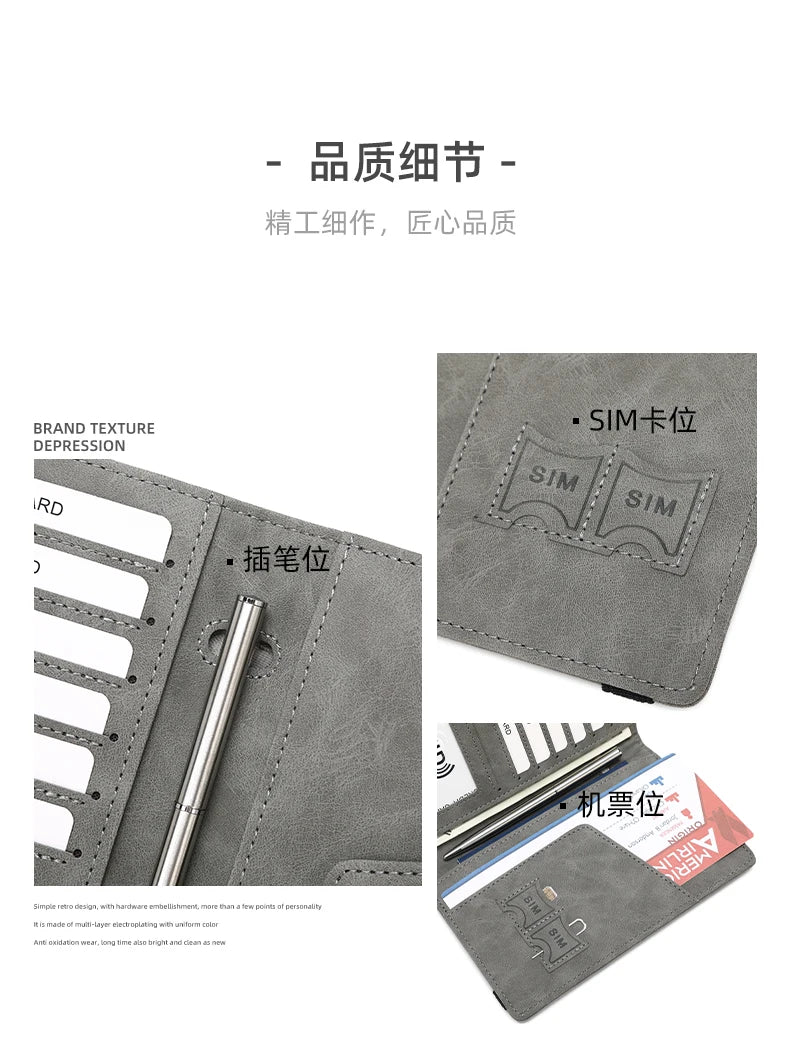 RFID Anti-Theft Brush Passport Bag, Passport Holder, Travel Ticket, Simple Fashion, Multi-Functional Passport Holder