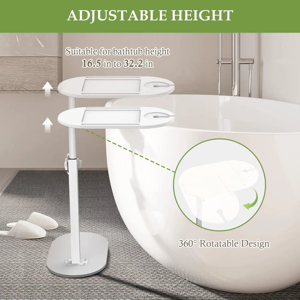 Bamboo Bathtub Side Tray Wooden Bathtub Tray Table Height Adjustable Freestanding Bath Caddy Tray Bathtub Side Table Home Spa